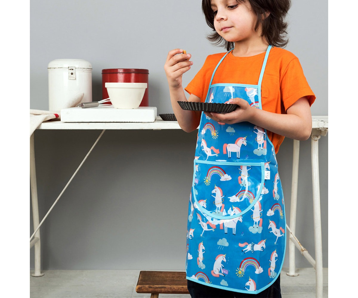horneado y cocina pintura de cocina Beinou Delantal infantil ajustable con 2 bolsillos para niños para regalo diseño de tiburón de unicornio 