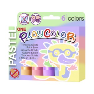 Tempera solida en barra playcolor escolar caja de 6 colores surtidos